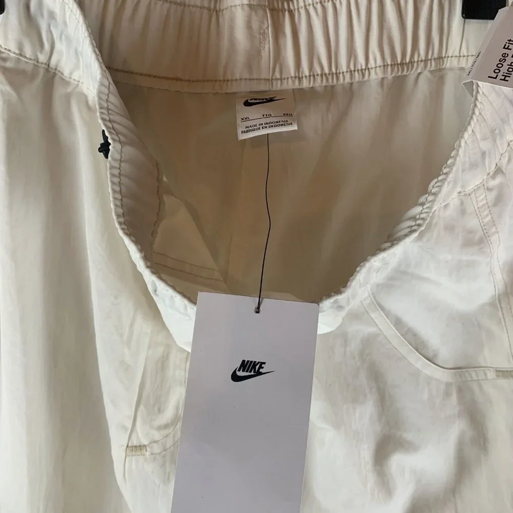 Nike Panel‎ Pants Women's 2XL White Track Loose Fit High-Rise Elastic Waist 7265